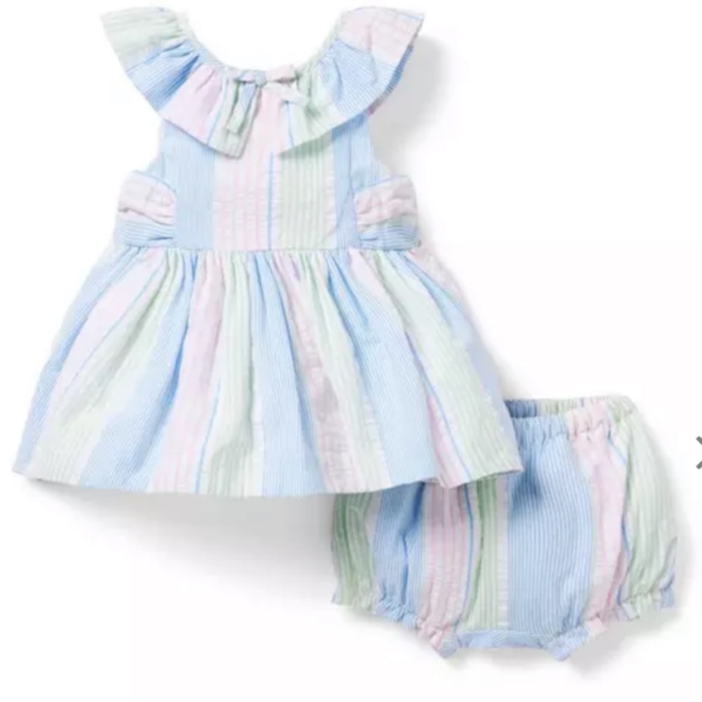 Janie & Jack Seersucker Pastel Dress Set